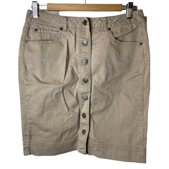 J.Jill Tan Khaki Straight Skirt Buttons Down Women's Size 4 - Picture 1 of 5